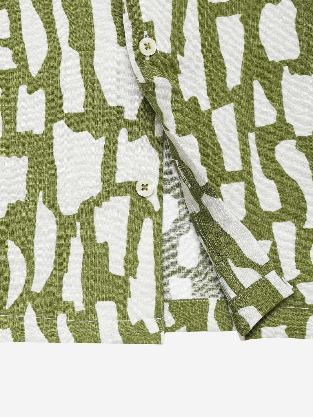 Green & Beige Abstract Printed Cuban Collar Shirt - Junior