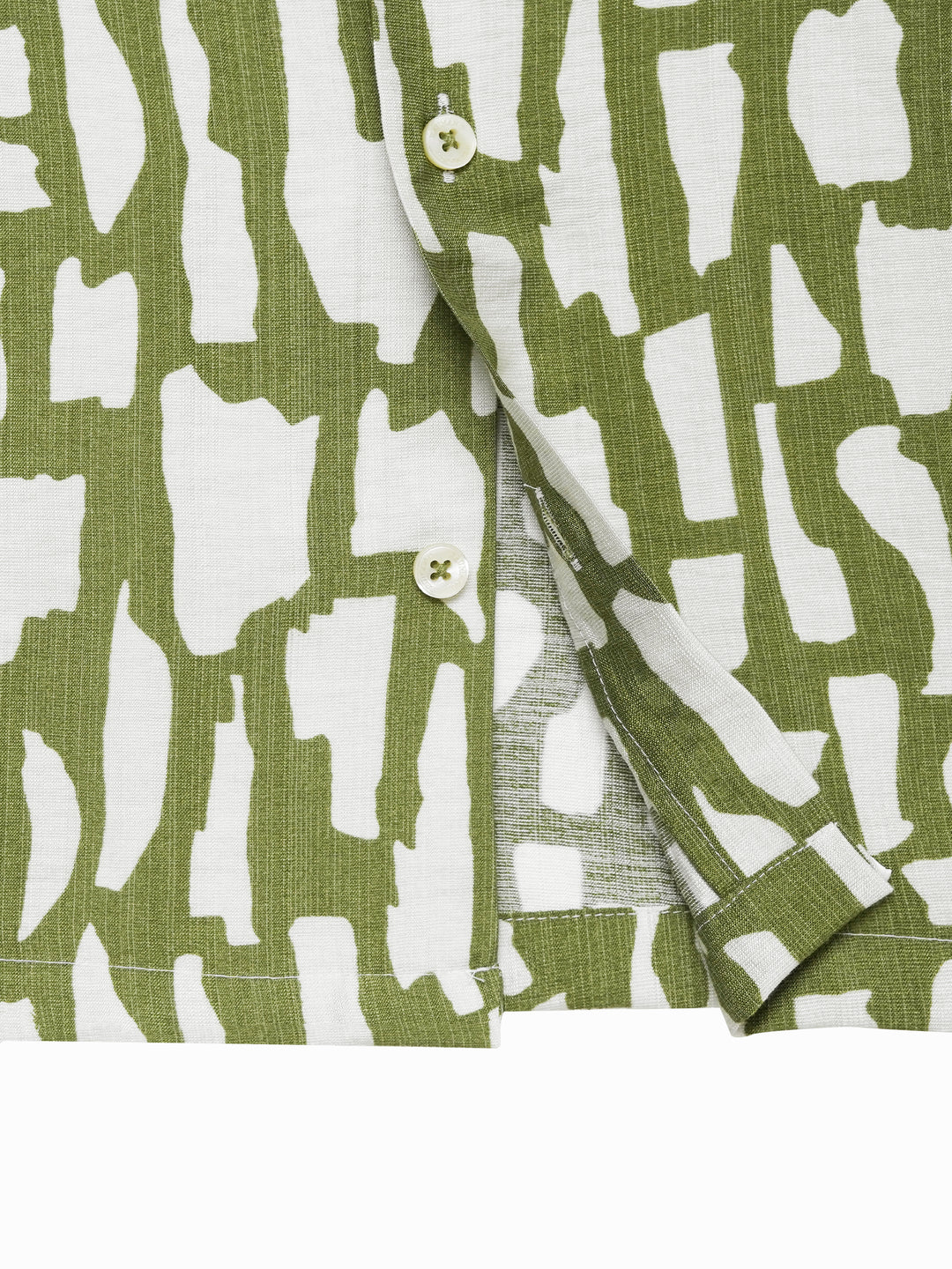 Green & Beige Abstract Printed Cuban Collar Shirt - Junior