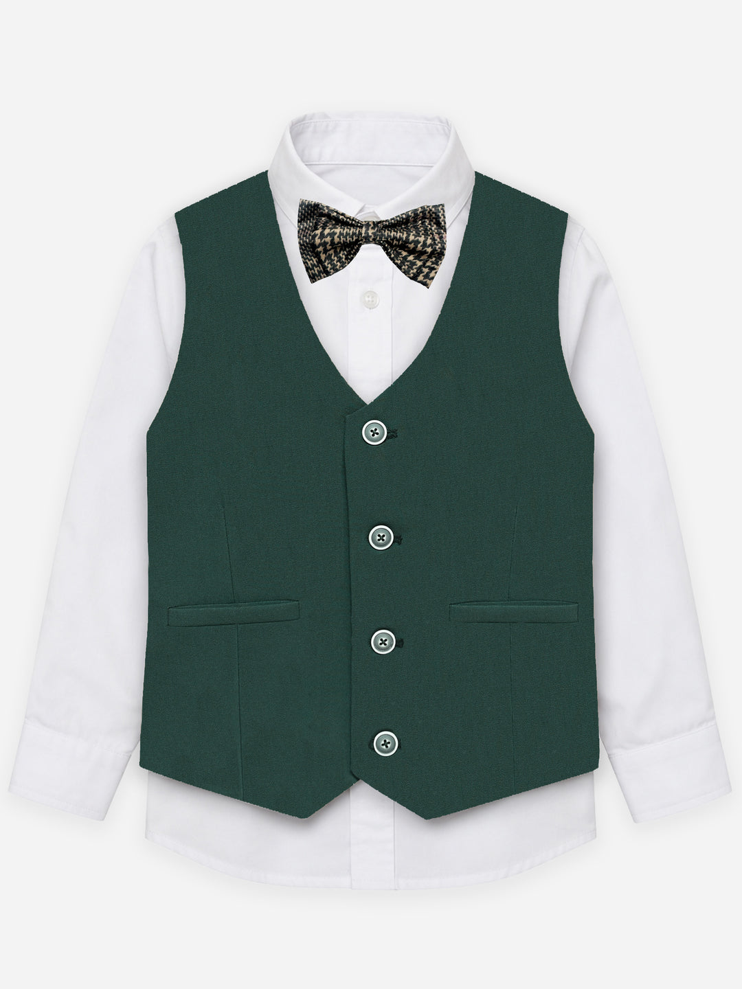 Green Formal Vest With Bow - Junior