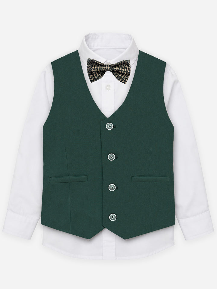 Green Formal Vest With Bow - Junior
