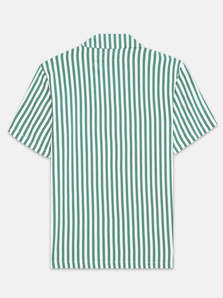 Green & Off-White Cuban Collar Shirt