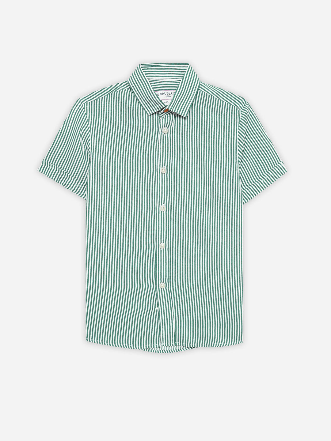 Green & White Striped Half Sleeve Casual Shirt - Junior