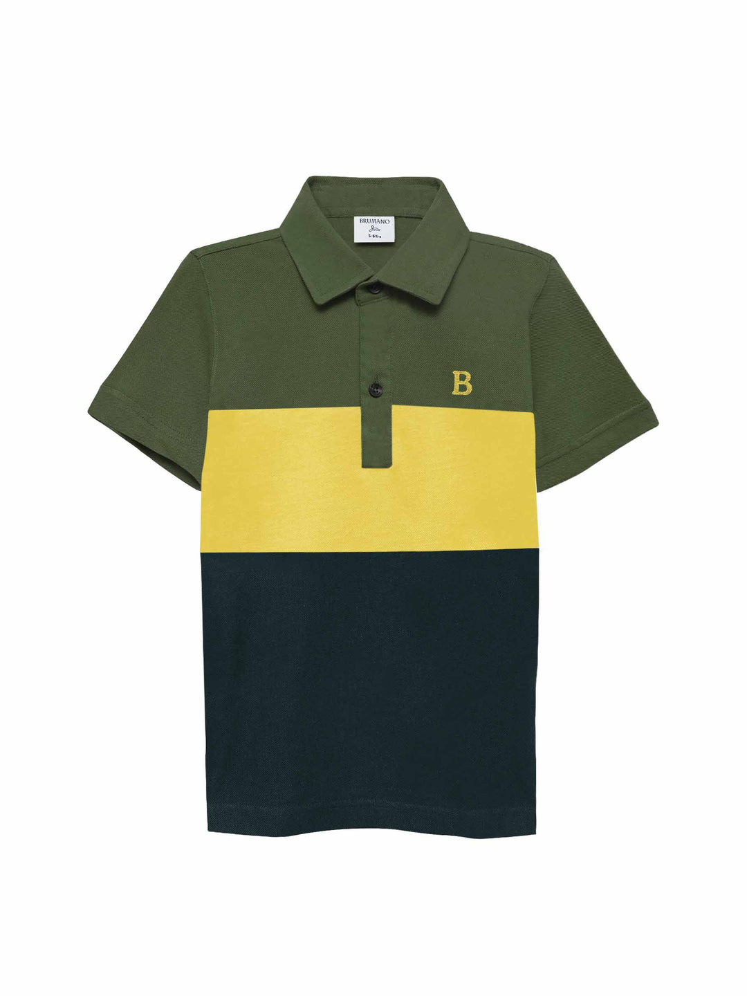 Green & Yellow Three Tone Casual Polo - Junior