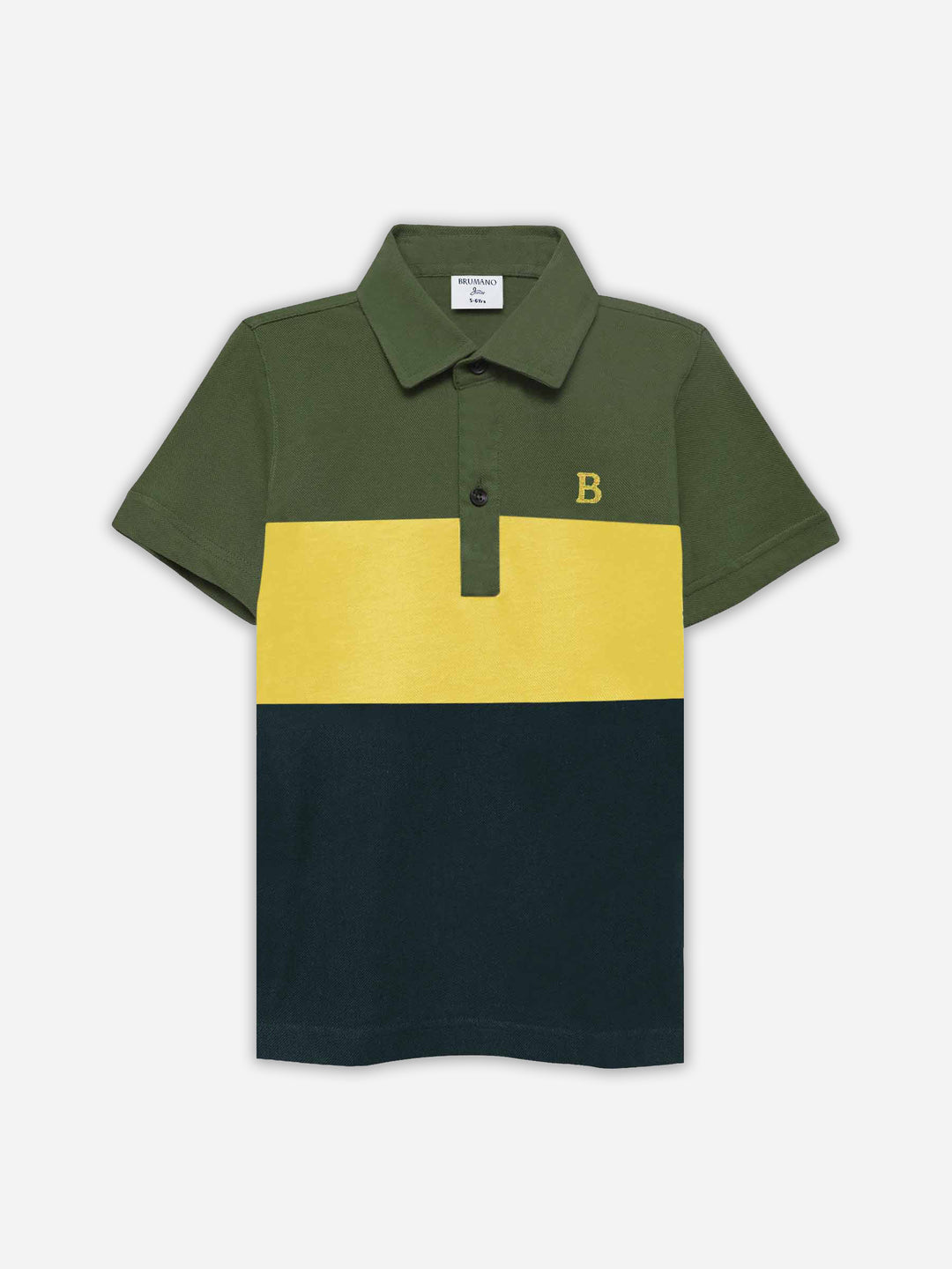 Green & Yellow Three Tone Casual Polo - Junior