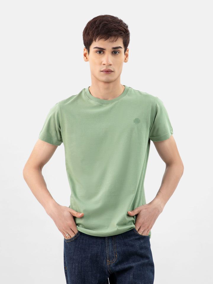 Green 100% Combed Cotton Crew Neck T-Shirt Brumano Pakistan