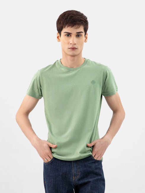 Green 100% Combed Cotton Crew Neck T-Shirt Brumano Pakistan