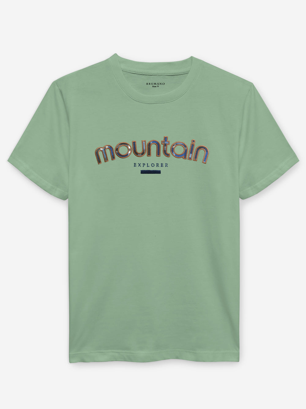 Green Crew Neck T-Shirt With Embroidered Print