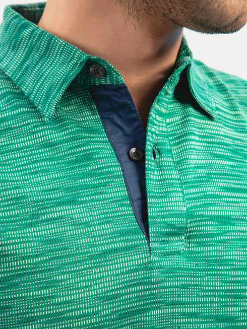 Green Dobby Mercerized Polo Shirt Brumano Pakistan