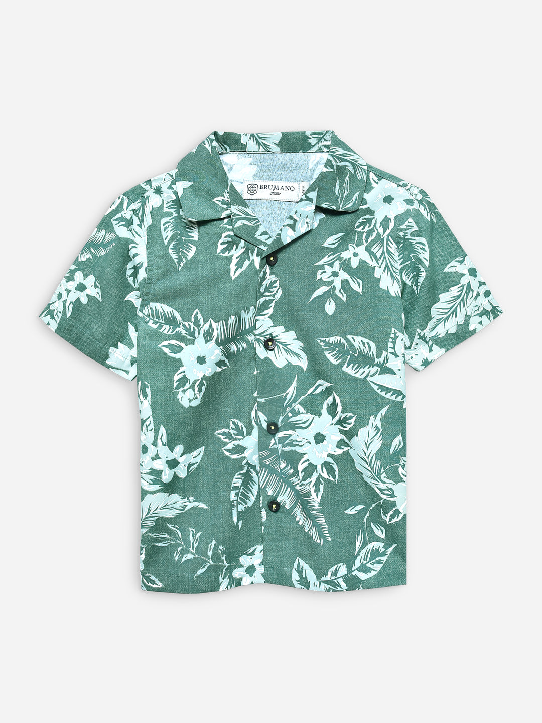 Green floral printed cuban collar half sleeve shirt brumano pakistan
