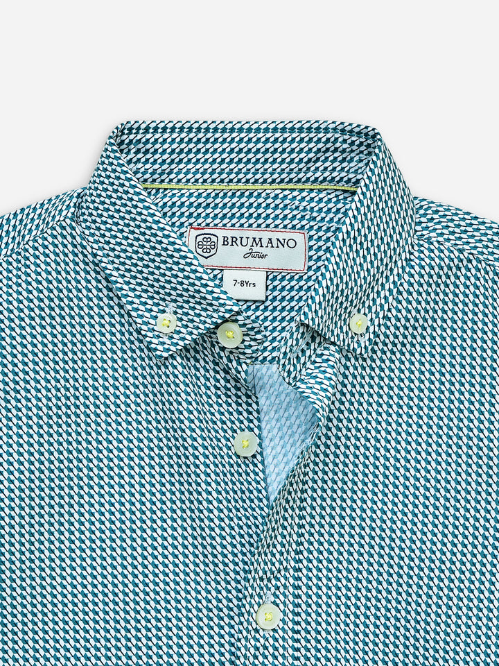 Green Printed Button Down Half Sleeve Casual Shirt