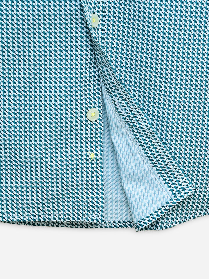 Green Printed Button Down Half Sleeve Casual Shirt