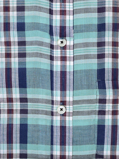 Green Tartan Plaid Light Weight Seersucked Shirt Brumano Pakistan