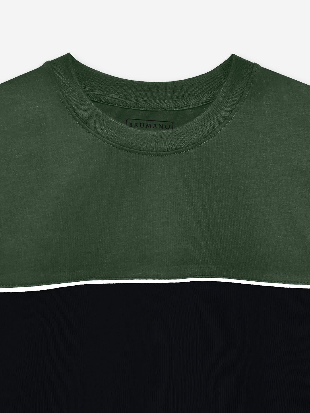 Green & Black Two Tone Crew Neck T-Shirt