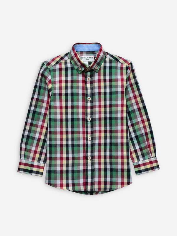 Green & Red Tartan Plaid Checkered Casual Shirt Brumano Pakistan
