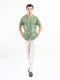 Green & White Striped Cuban Collar Shirt