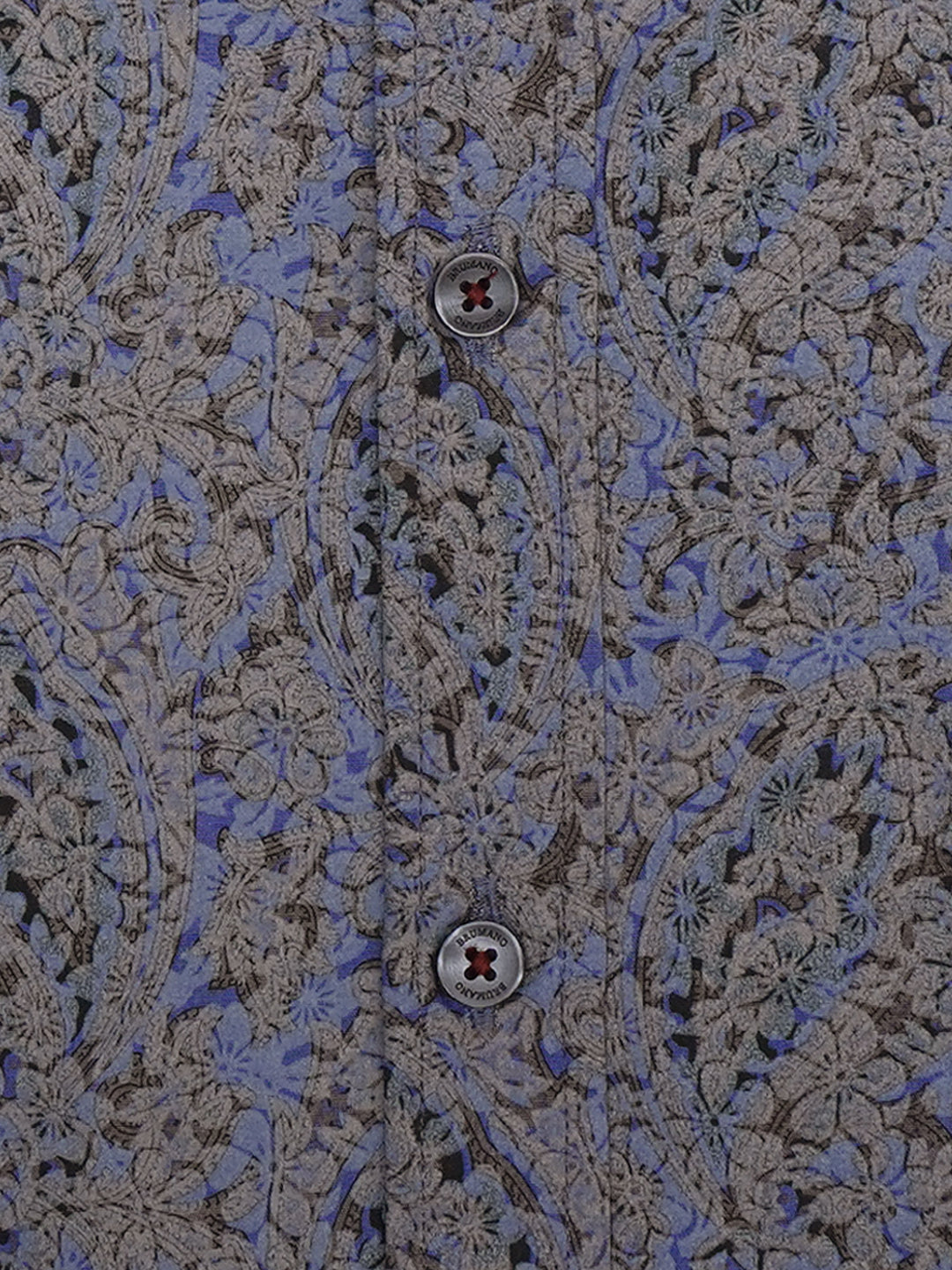 Grey & Blue Motif Printed Shirt