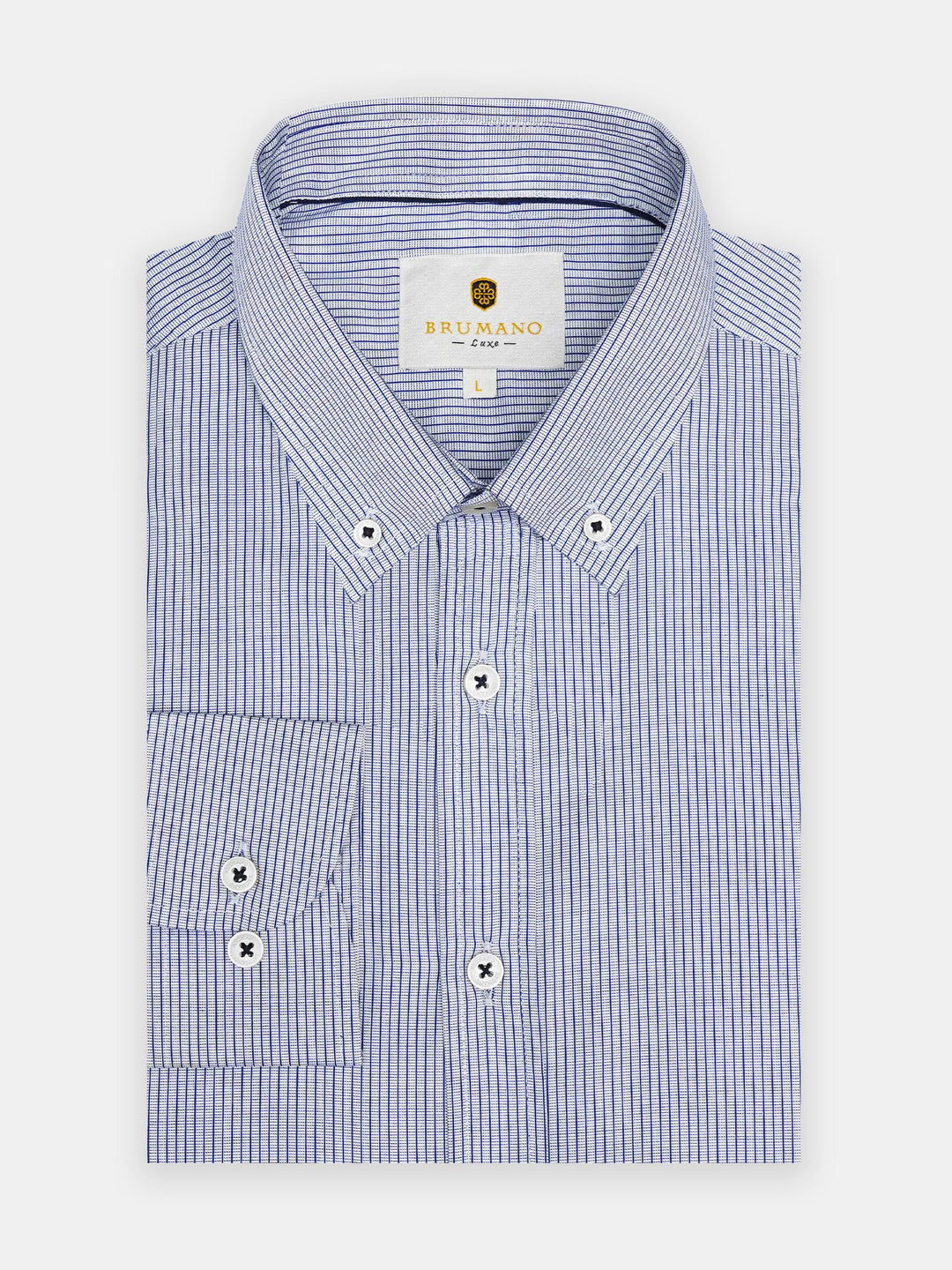 Grey & Blue Stuctured Striped Formal Shirt - Luxe