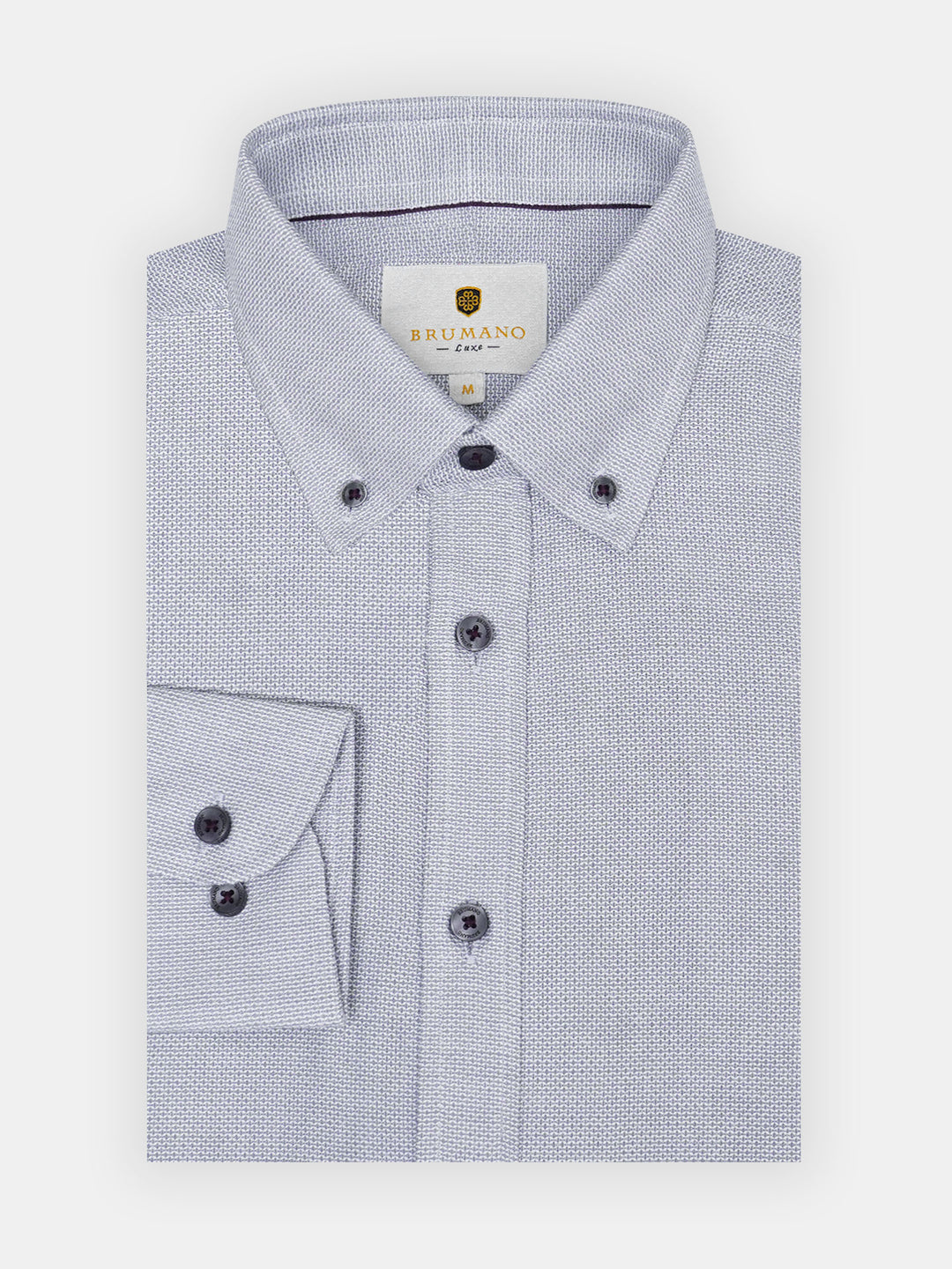 Grey Dobby Structured Button Down Shirt - Luxe