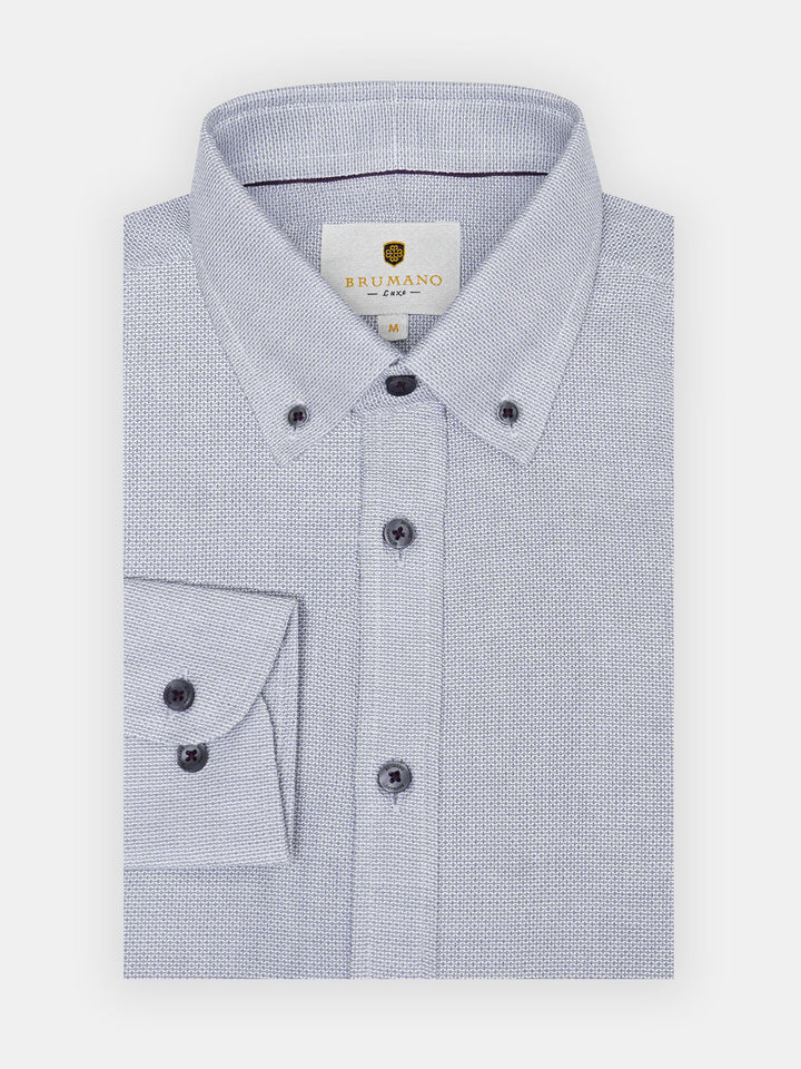 Grey Dobby Structured Button Down Shirt - Luxe