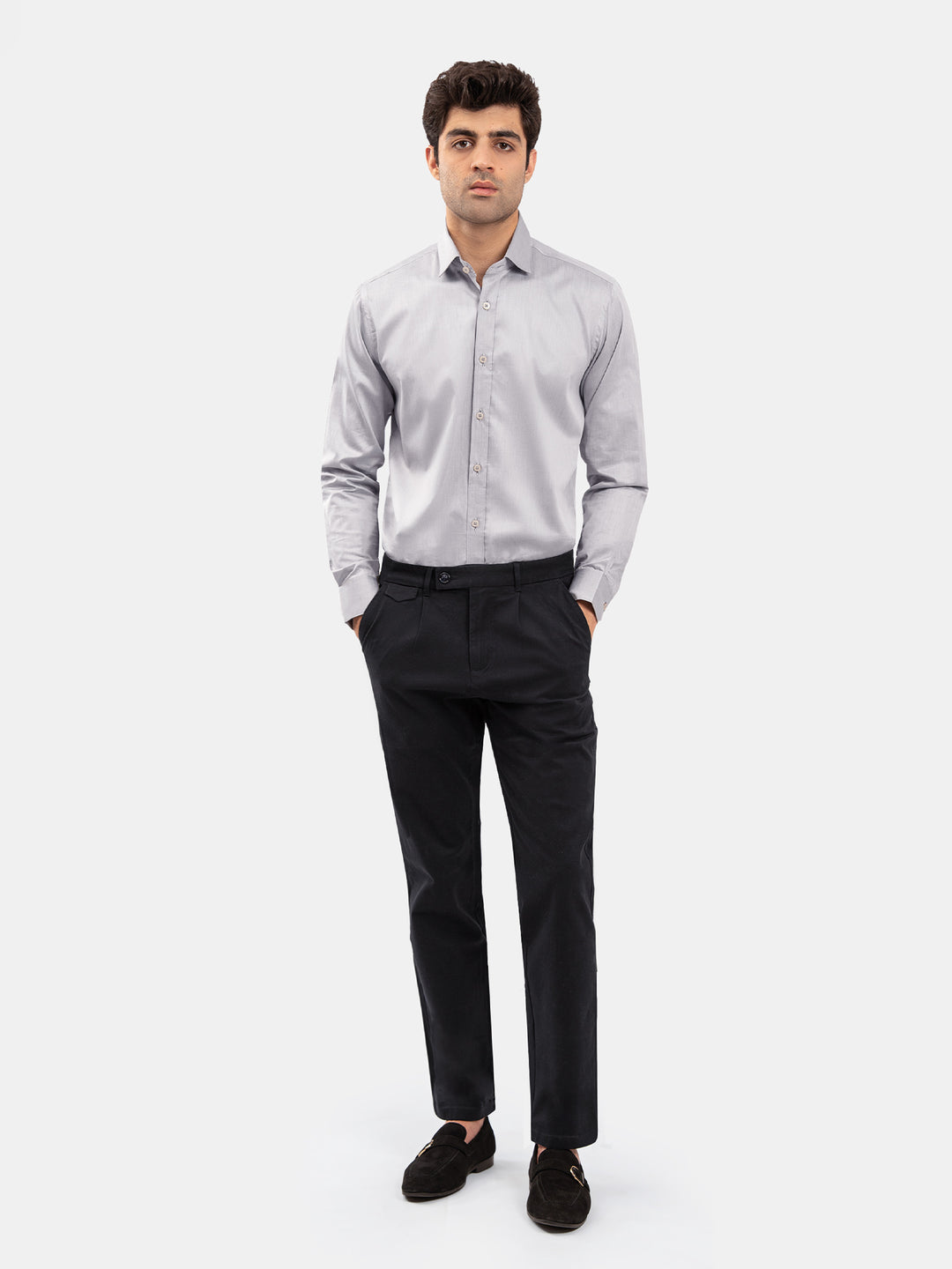 Grey Formal Shirt With Detailing - Luxe