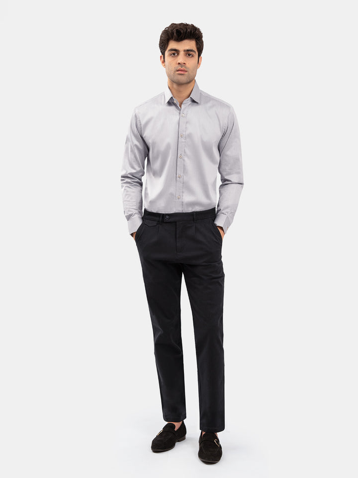 Grey Formal Shirt With Detailing - Luxe