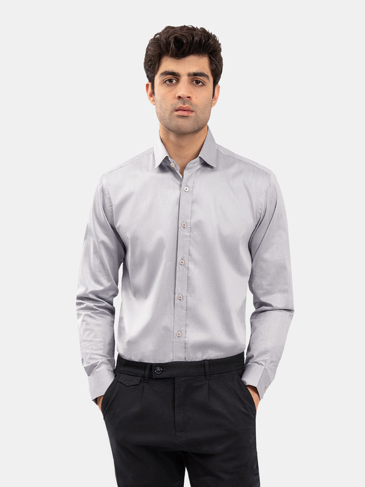 Grey Formal Shirt With Detailing - Luxe