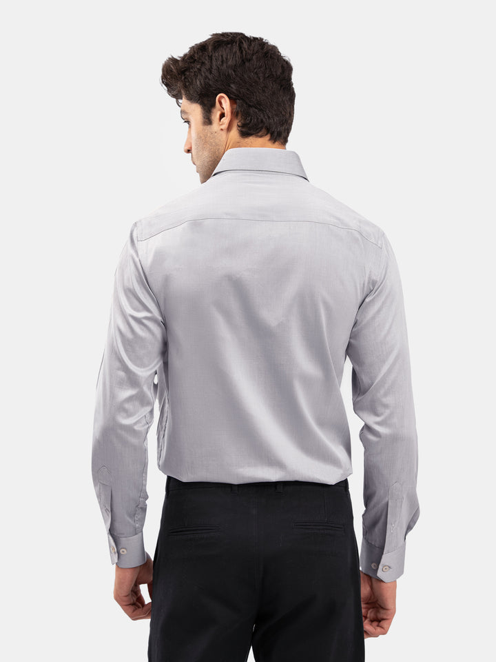 Grey Formal Shirt With Detailing - Luxe