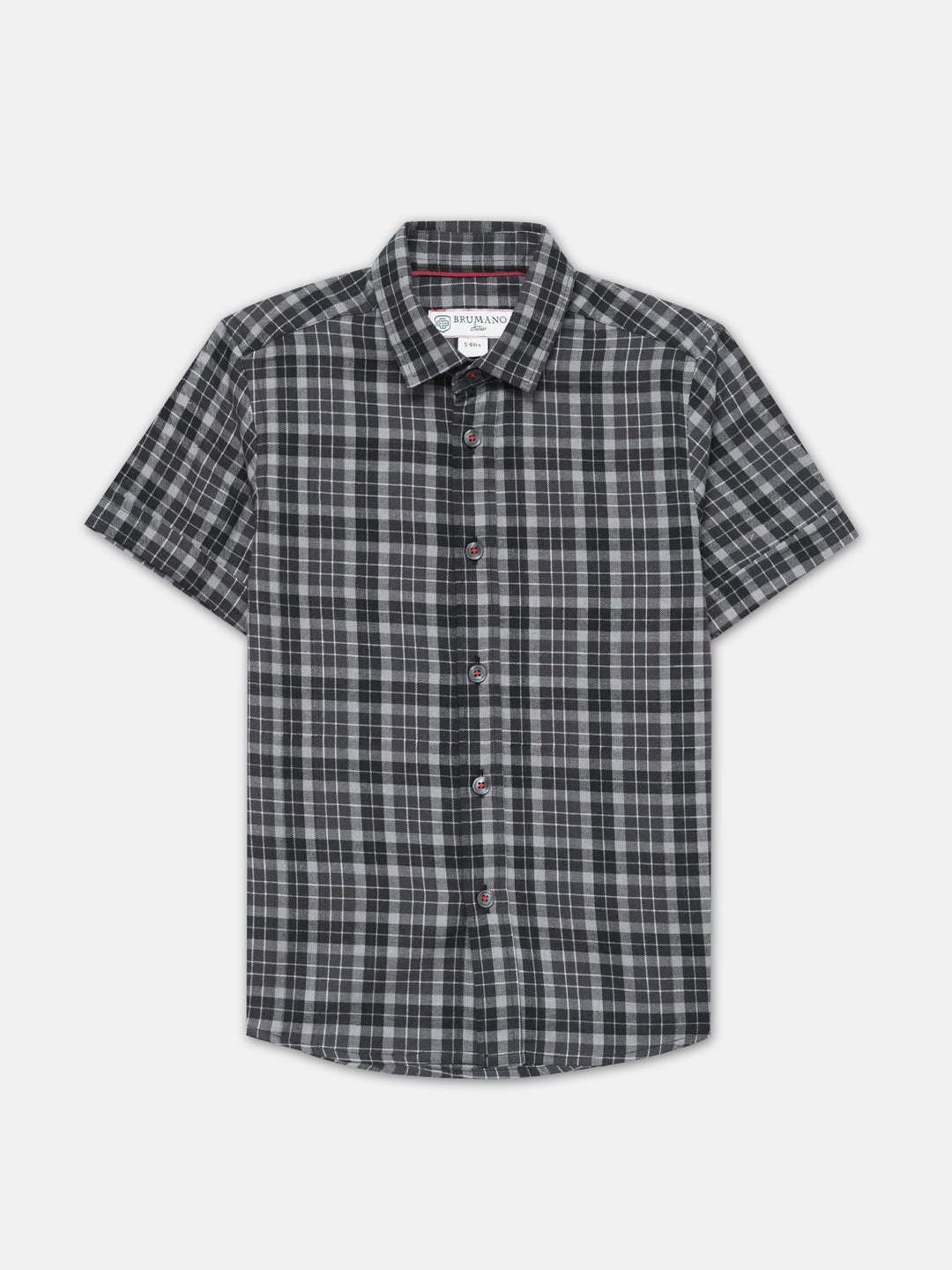 Grey light checkered half sleeve shirt   junior