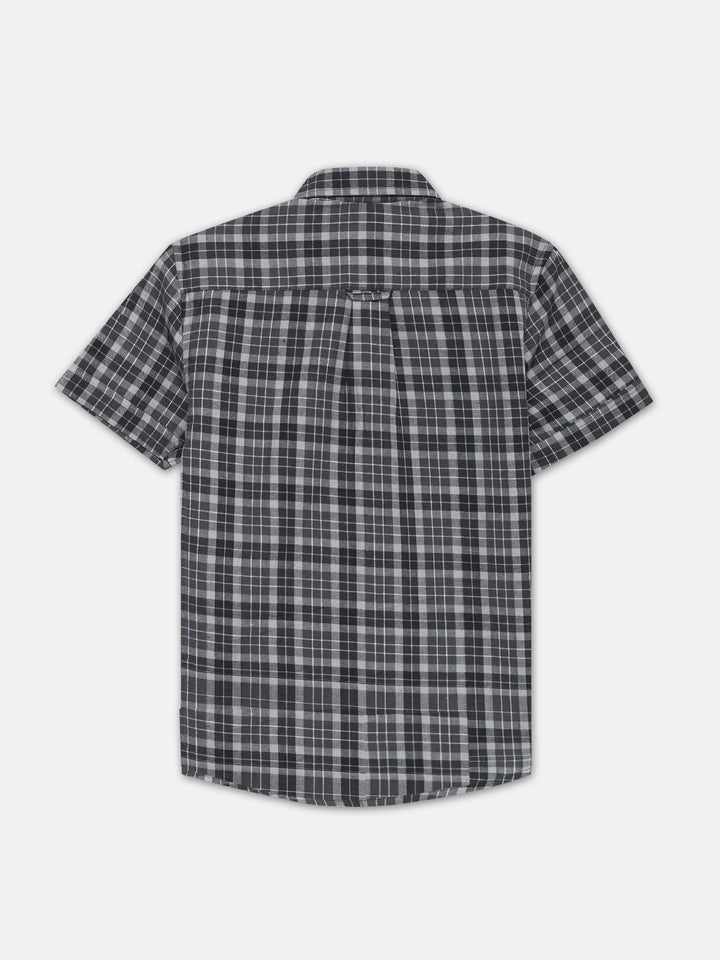 Grey Light Checkered Half Sleeve Shirt - Junior