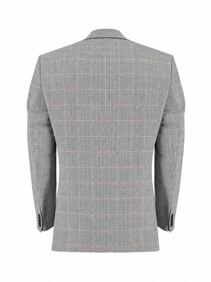 Grey Linen Checkered Blazer