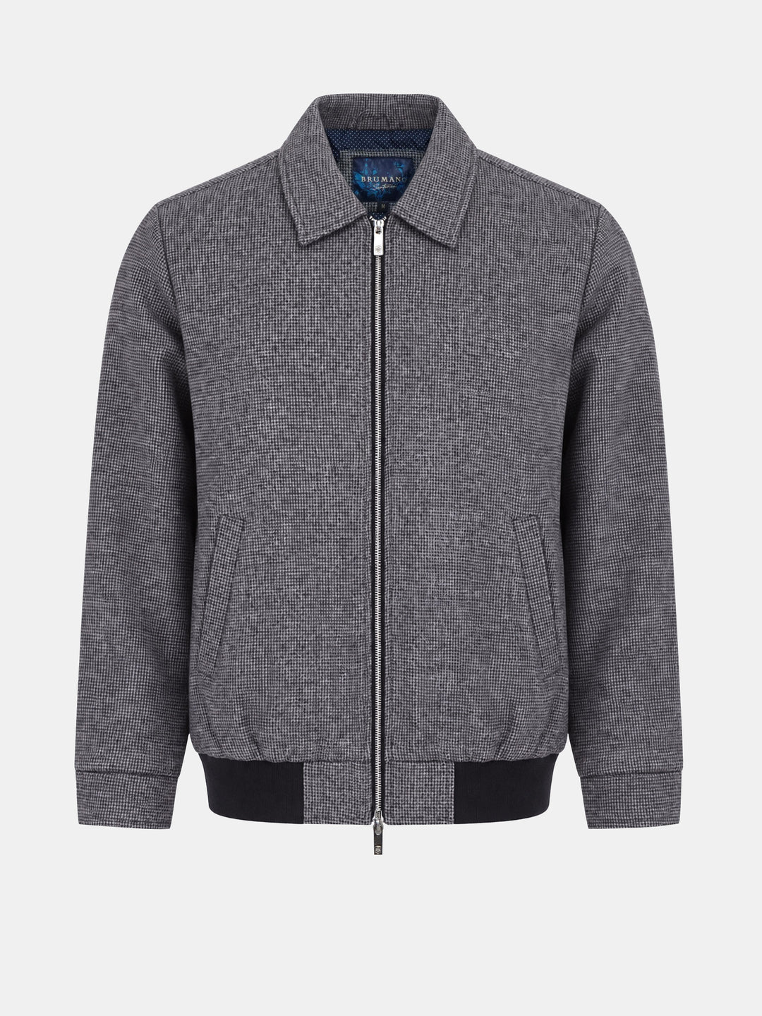 Grey Micro Checkered Structured Wool & Cashmere Blended Jacket - Sartoria
