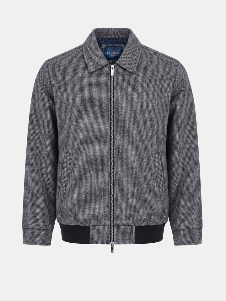 Grey Micro Checkered Structured Wool & Cashmere Blended Jacket - Sartoria