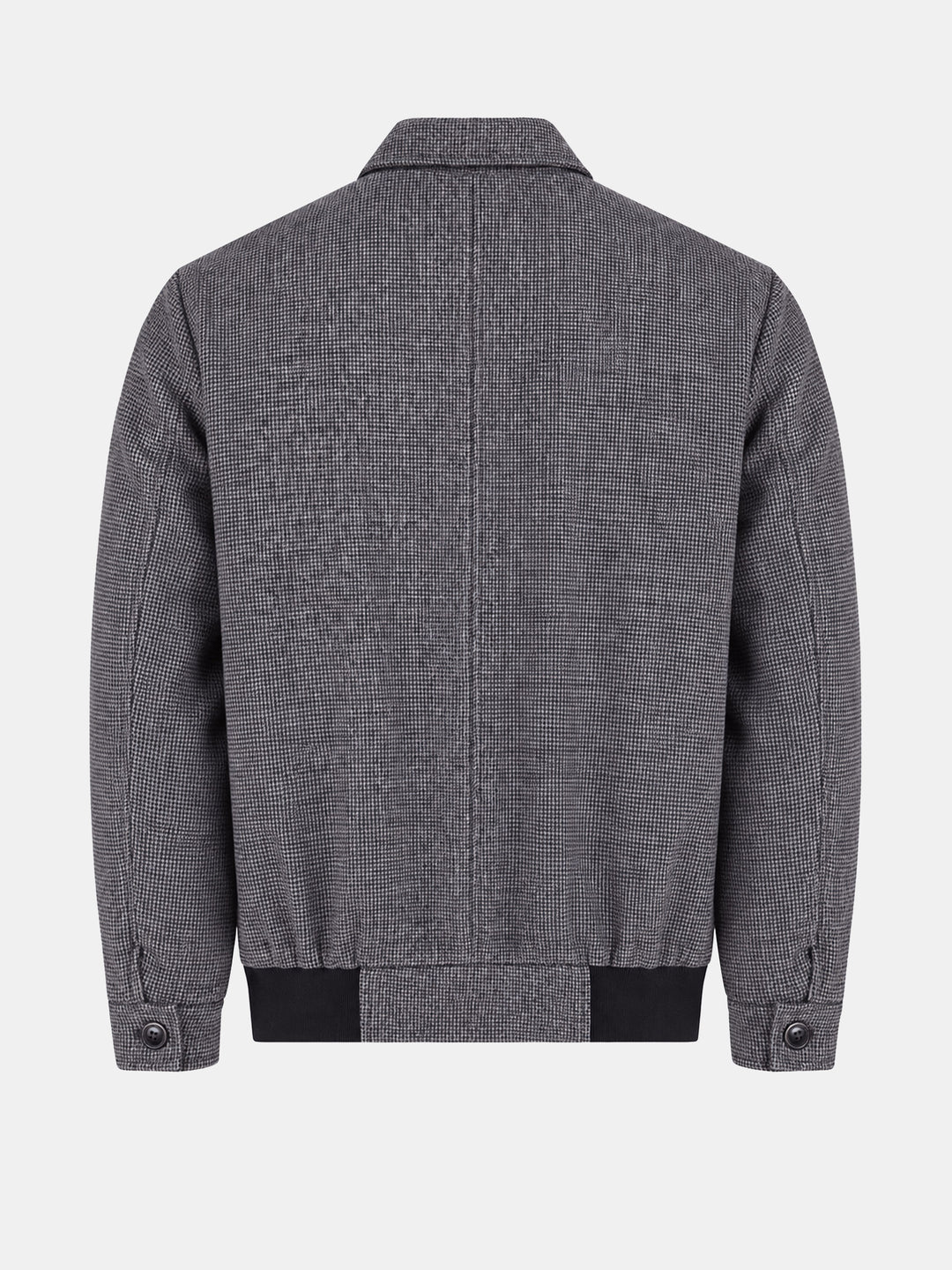 Grey Micro Checkered Structured Wool & Cashmere Blended Jacket - Sartoria