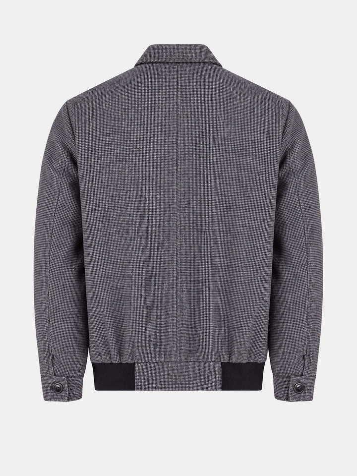 Grey Micro Checkered Structured Wool & Cashmere Blended Jacket - Sartoria