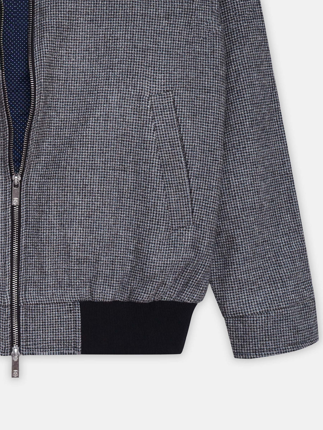 Grey Micro Checkered Structured Wool & Cashmere Blended Jacket - Sartoria