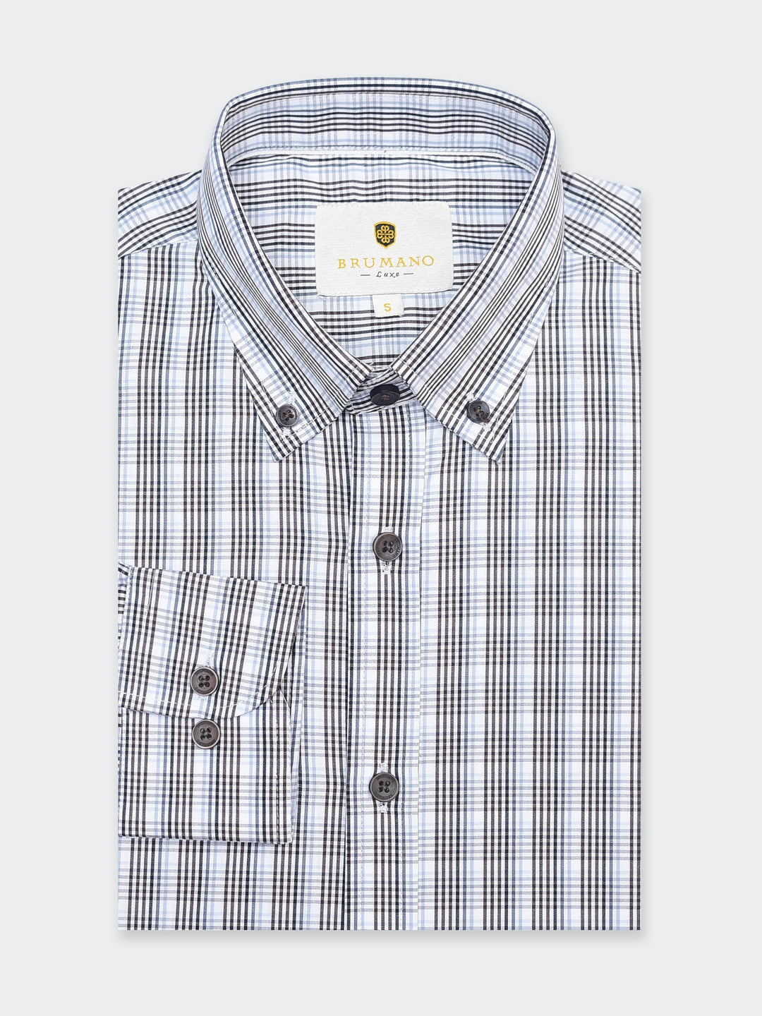 Grey Multi Color Gingham Checkered Formal Shirt - Luxe