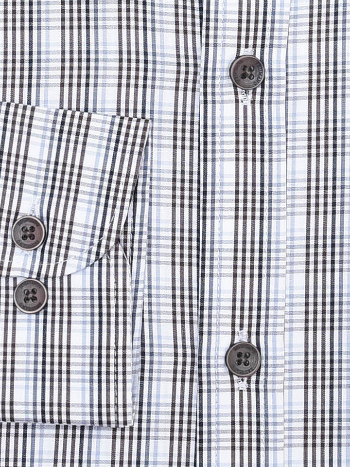 Grey Multi Color Gingham Checkered Formal Shirt - Luxe