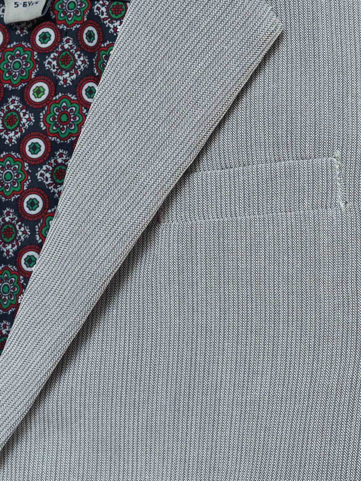 Grey Striped Kids Casual Blazer