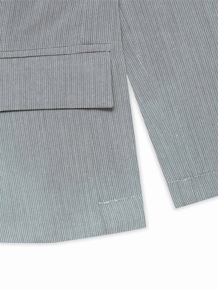Grey Striped Kids Casual Blazer
