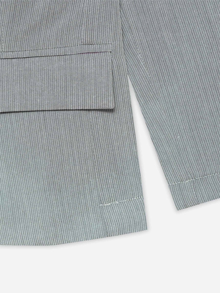 Grey Striped Kids Casual Blazer