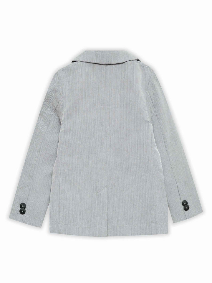 Grey Striped Kids Casual Blazer
