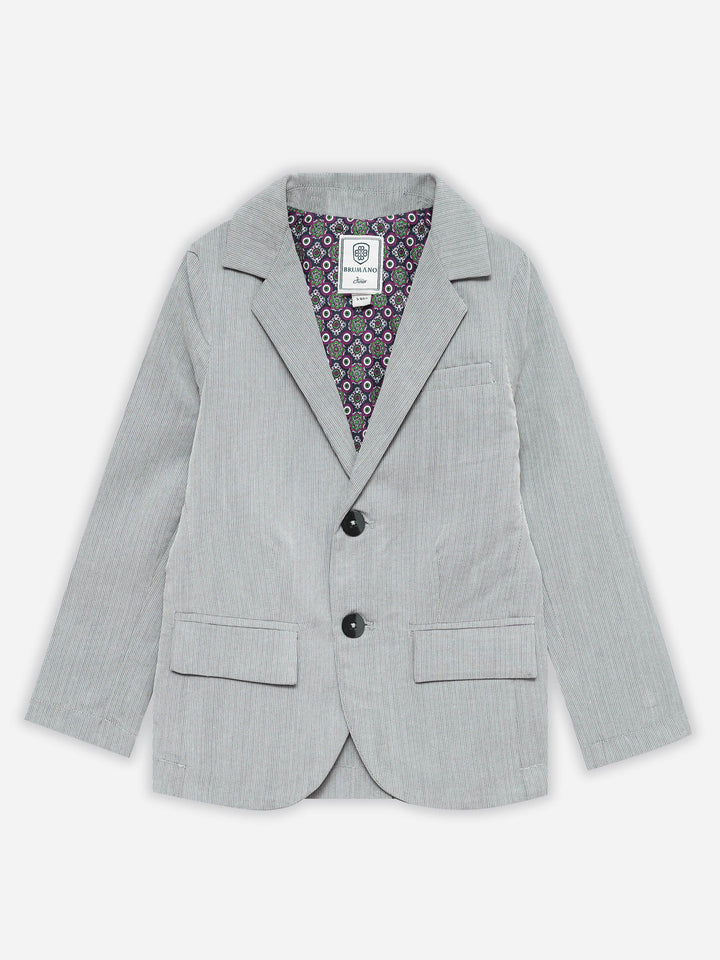 Grey Striped Kids Casual Blazer