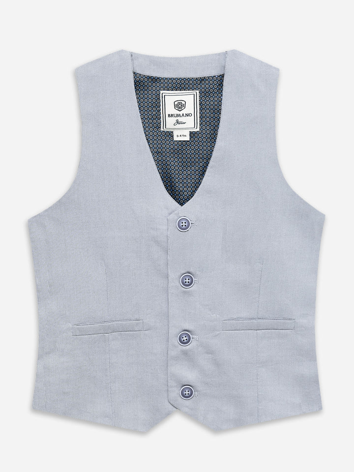 Grey Structured Formal Vest With Bow - Junior