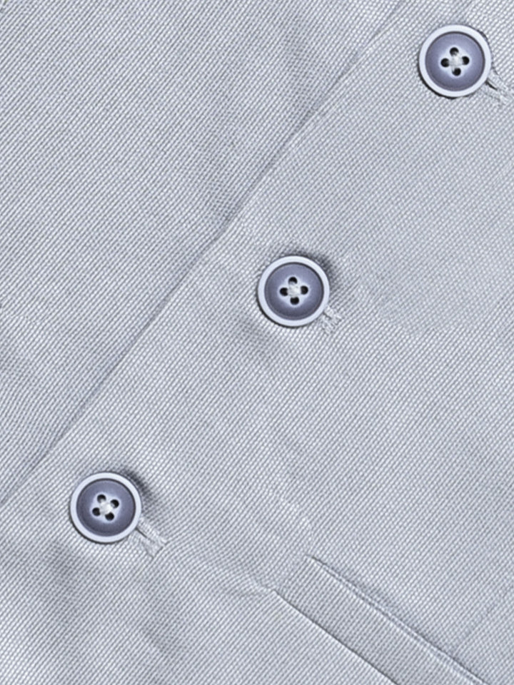 Grey Structured Formal Vest With Bow - Junior