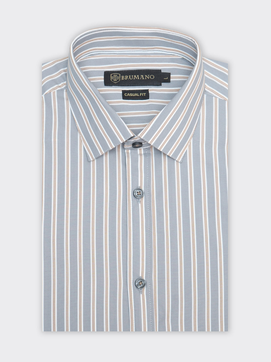 Grey & White Striped Formal Shirt