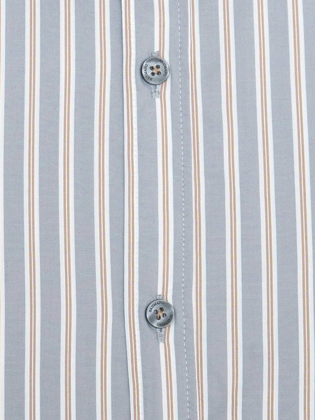 Grey & White Striped Formal Shirt