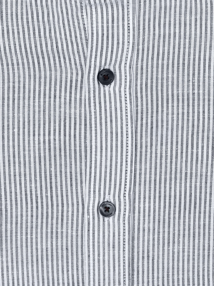 Grey 100% Linen Striped Shirt Brumano Pakistan