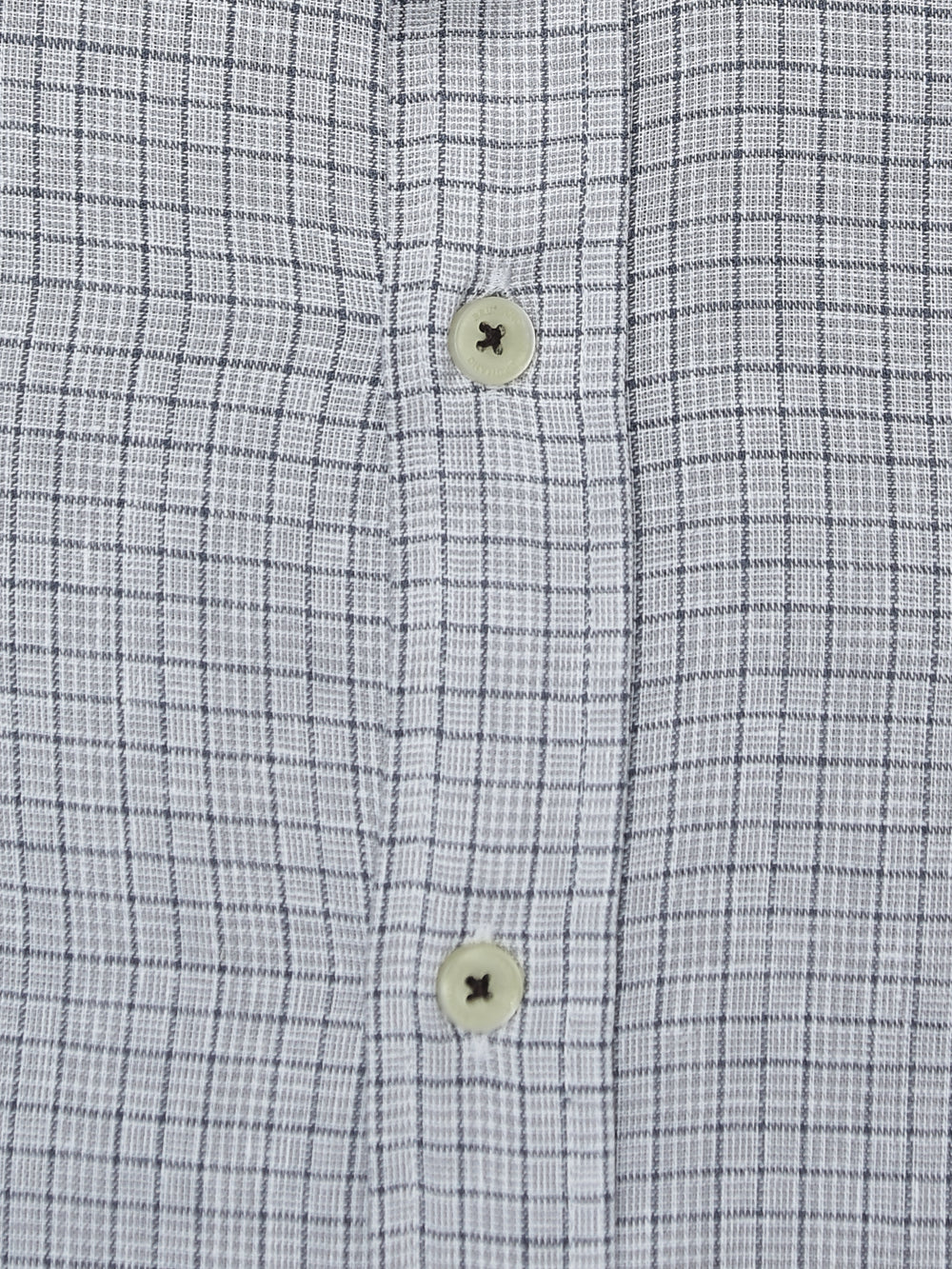 Grey Cotton/Linen Mao Collar Checkered Shirt