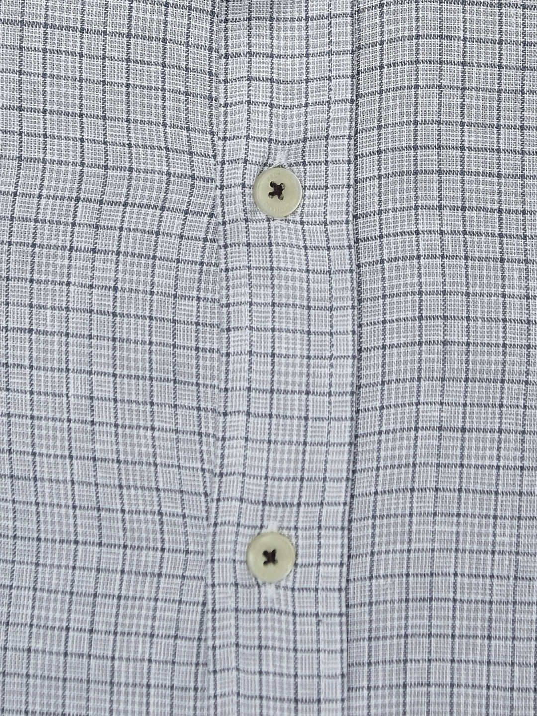 Grey Cotton/Linen Mao Collar Checkered Shirt Brumano Pakistan