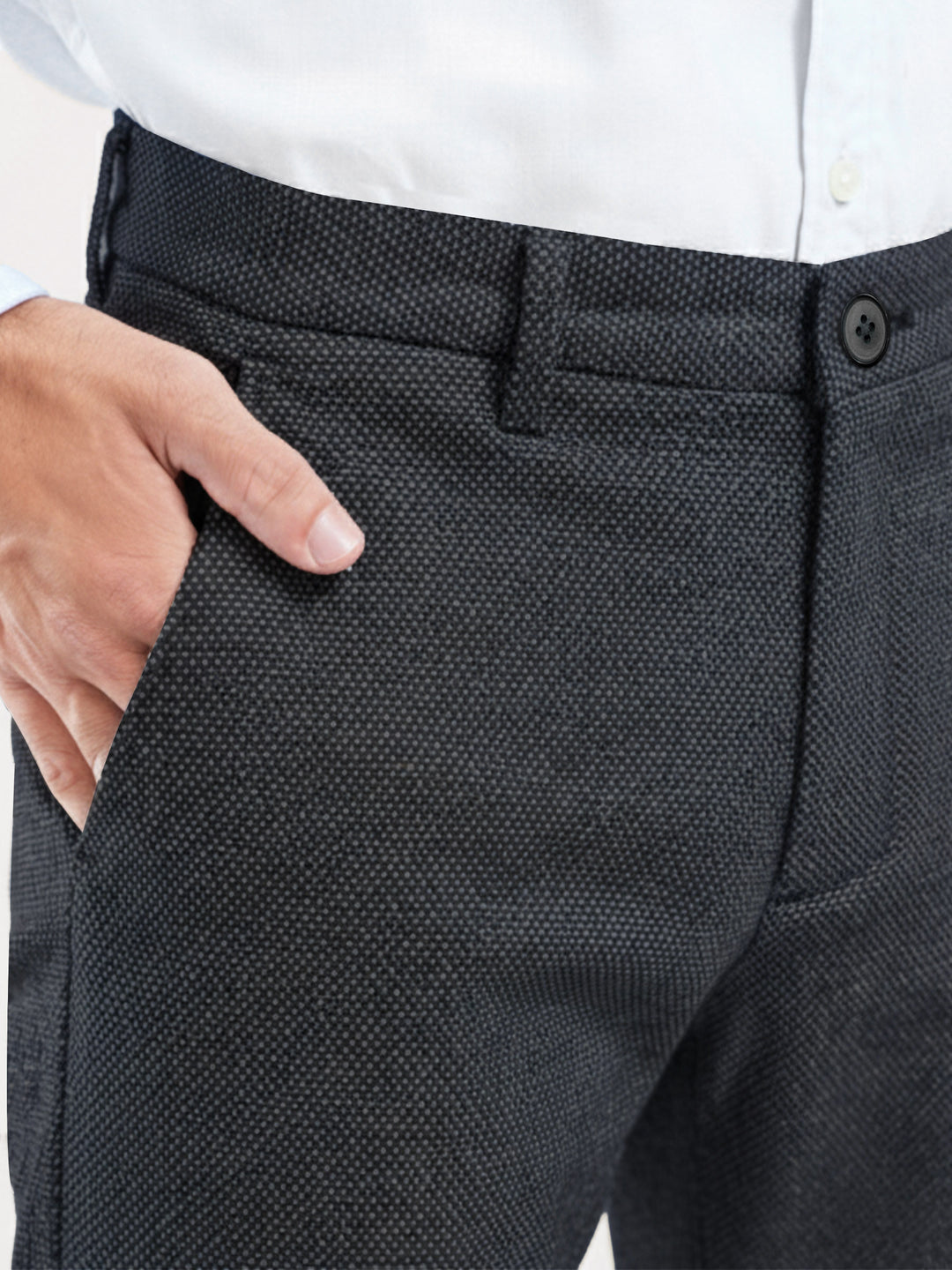 Grey Dobby Formal Chinos